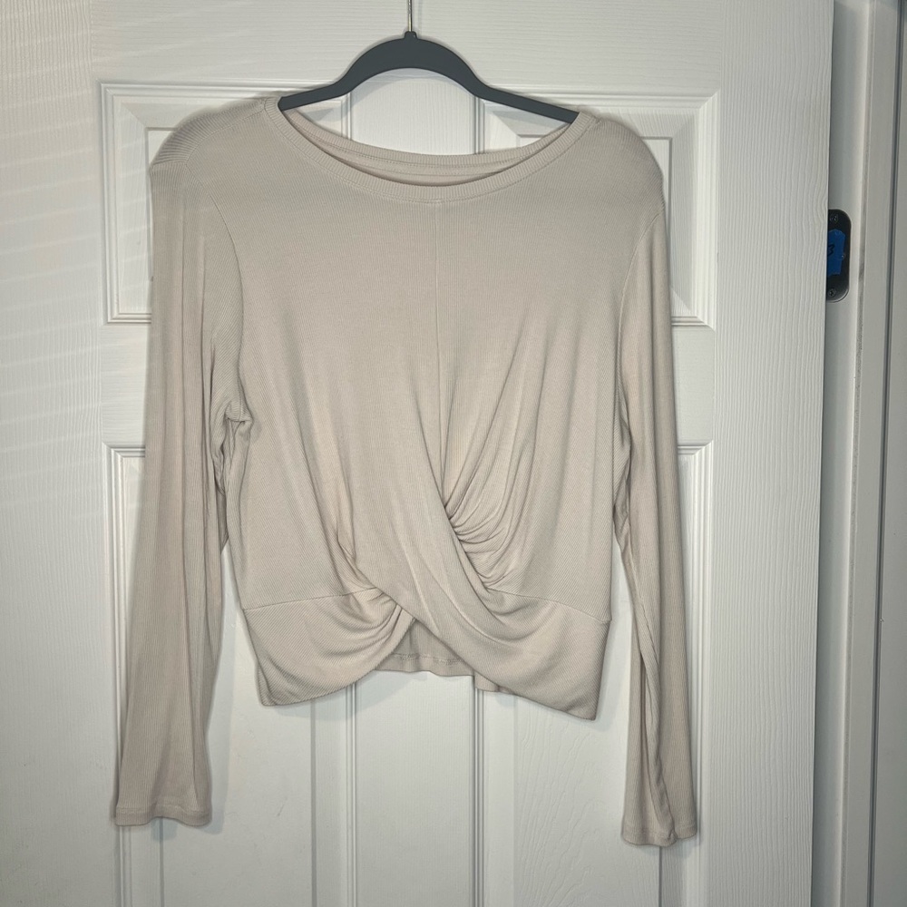 All in Motion Cream Twist Front Blouse